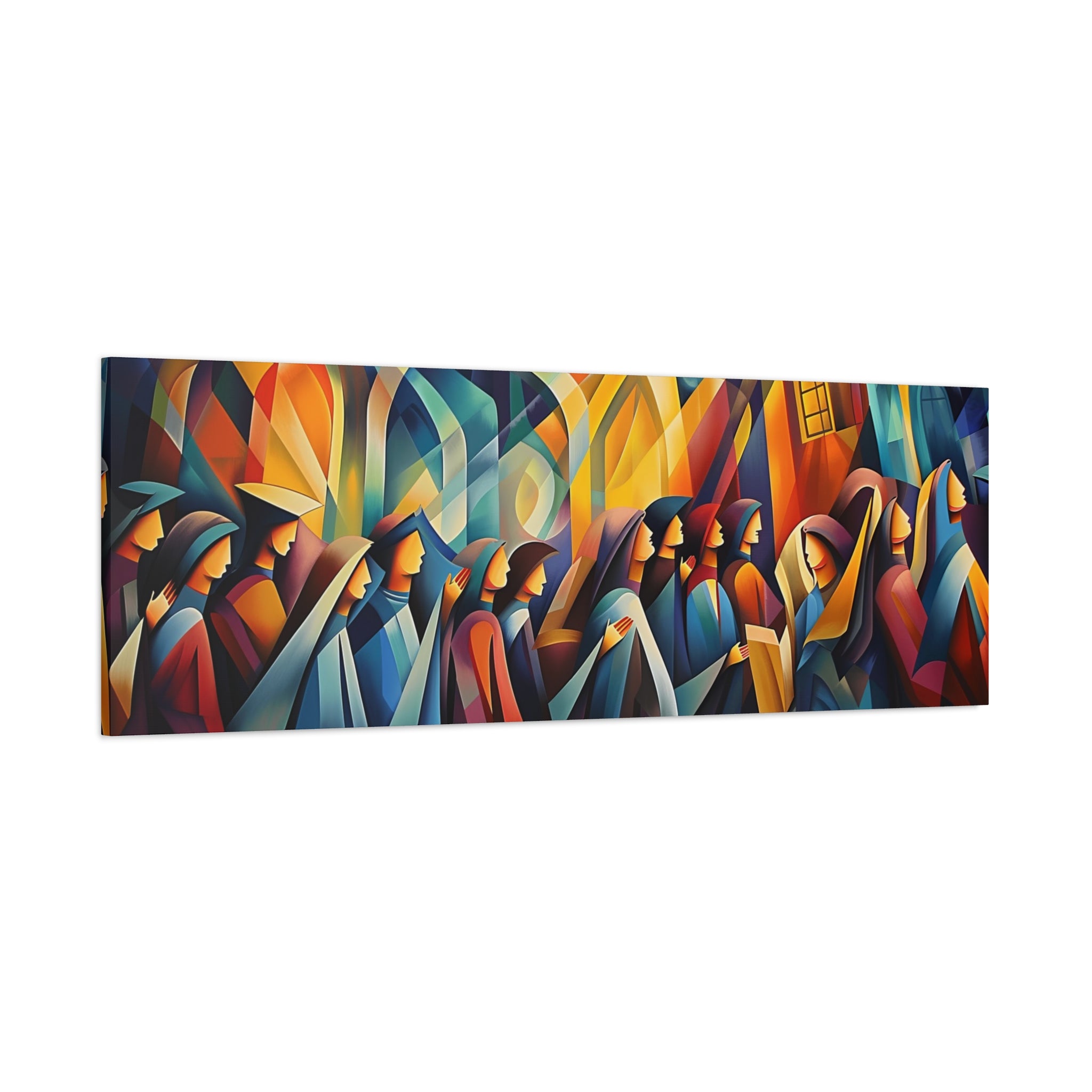 Congregation Prayer Painting Panoramic Canvas Synagogue Art