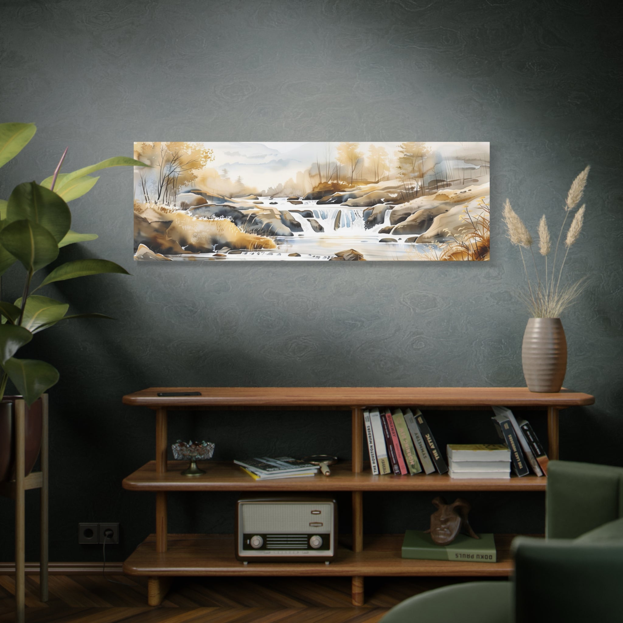 Jordan River Watercolor Painting Panoramic Canvas