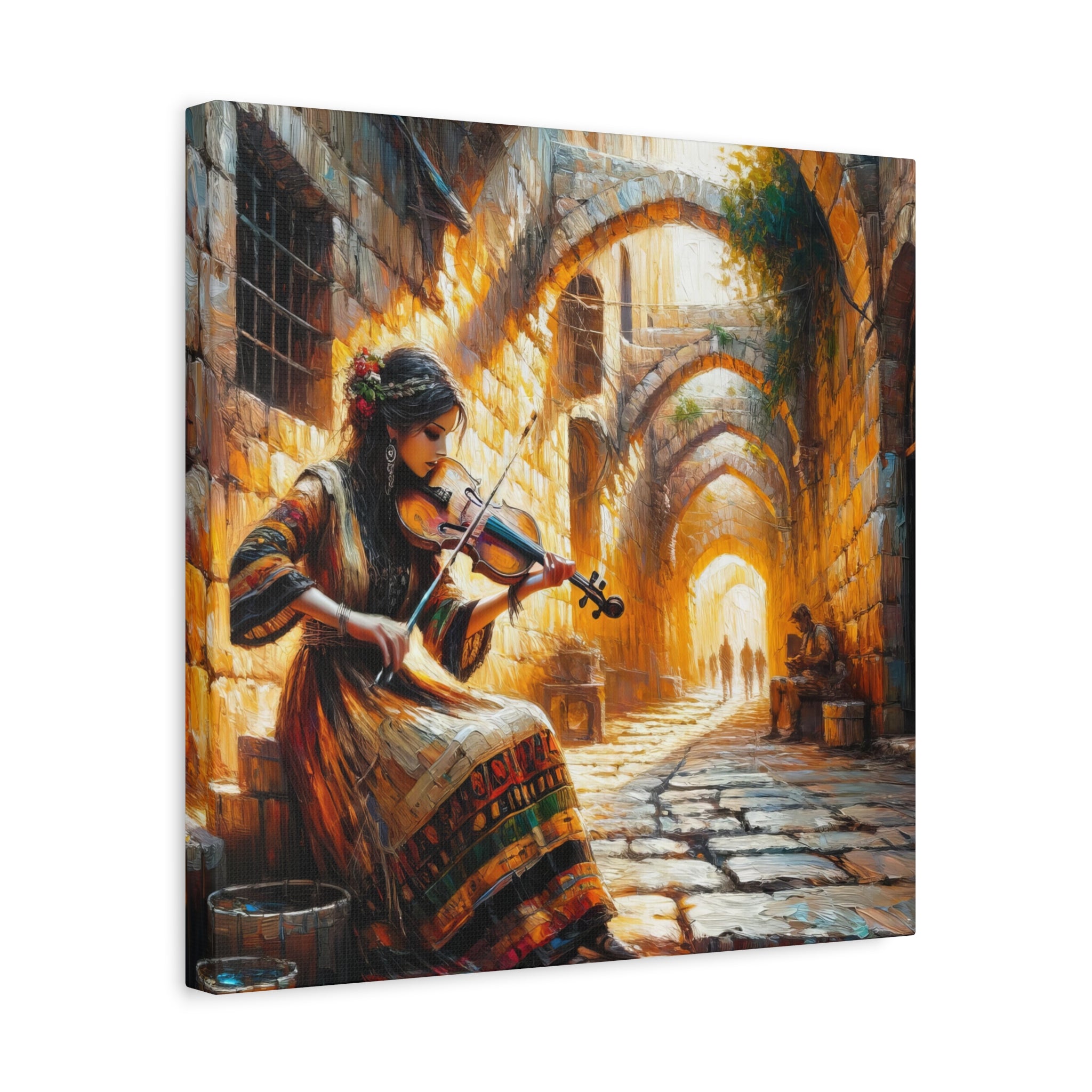 Jerusalem Violinist Painting Canvas