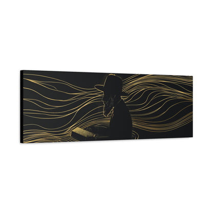 Rabbi Learning Painting Panoramic Canvas Golden Abstract Rabbi Art