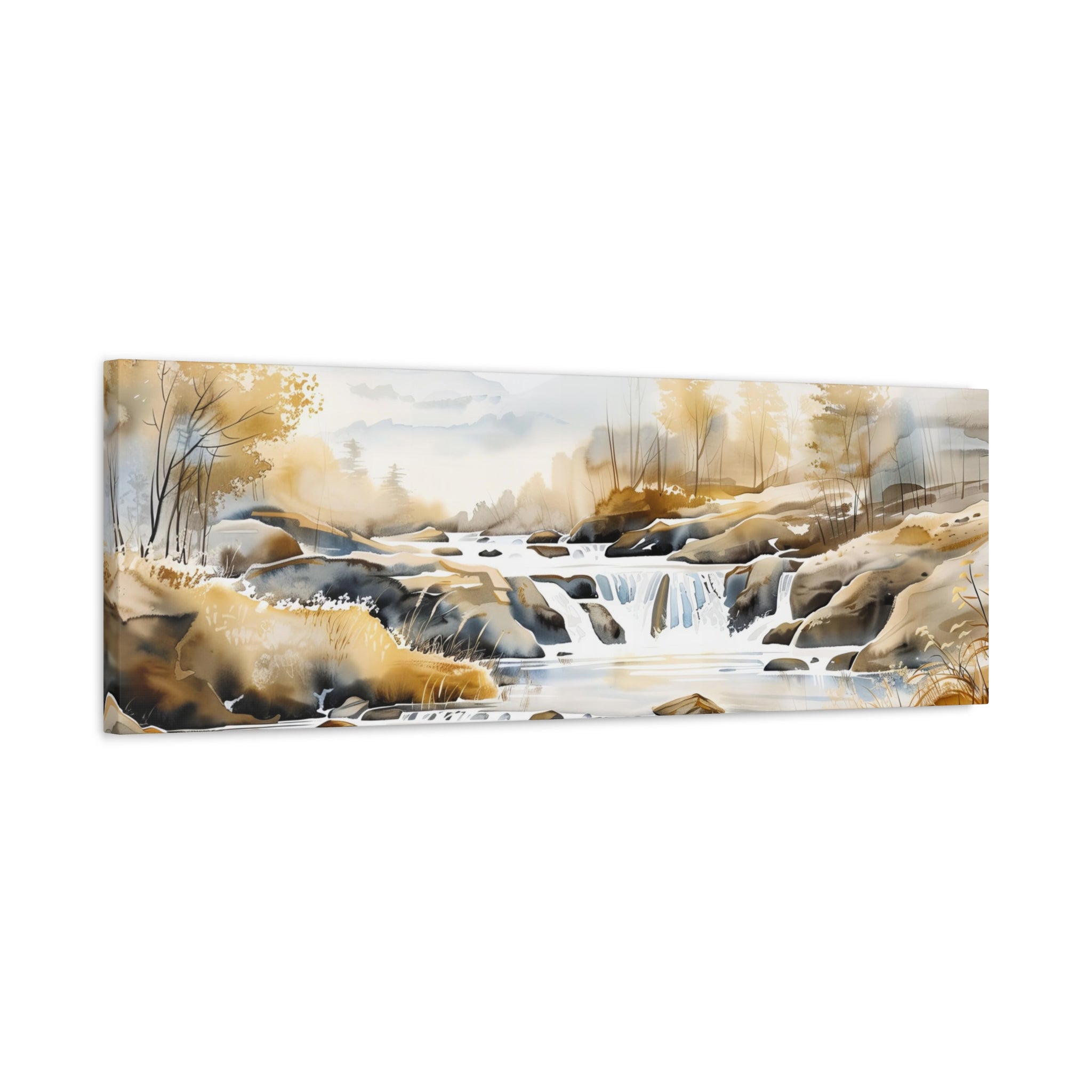 Jordan River Watercolor Painting Panoramic Canvas