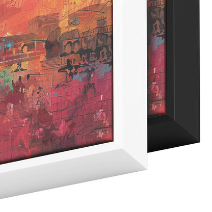 Abstract Jerusalem Painting Panoramic Framed Canvas Ready to Hang, Jerusalem Art Canvas Judaica Wall Art Home Decor, Jewish Painting Wall Decor
