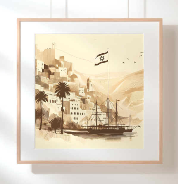 Israeli Coast Minimalist Painting Digital Art