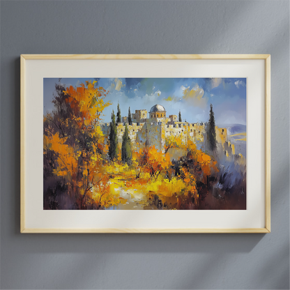 Jerusalem Old City Landscape Painting Digital Art