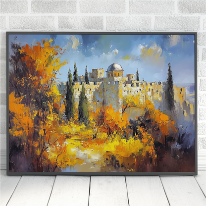 Jerusalem Old City Landscape Painting Digital Art