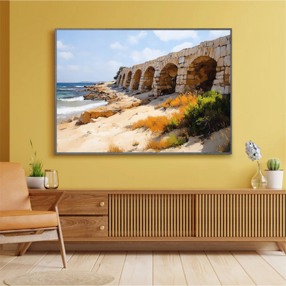 Caesarea Aqueduct Painting Digital Art, Israel Art