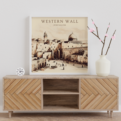 Jerusalem Western Wall Minimalist Painting Digital Art