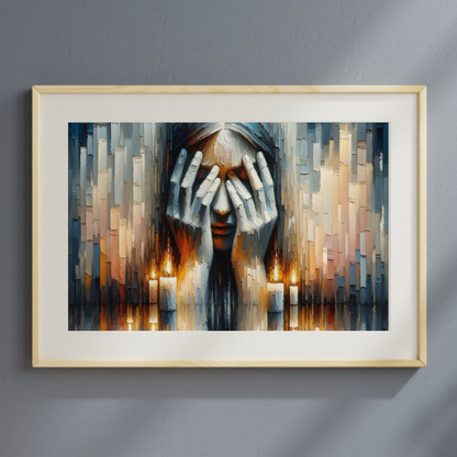 Abstract Lighting Shabbat Candles Painting Digital Art