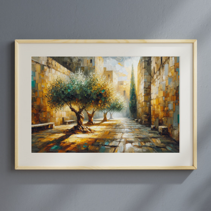 Old City Olive Trees Painting Digital Art