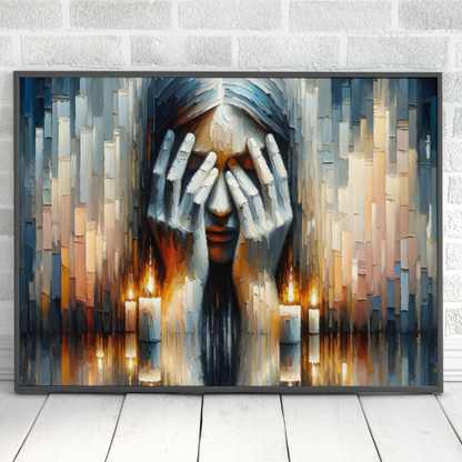 Abstract Lighting Shabbat Candles Painting Digital Art