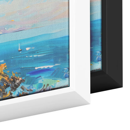 Israel Coast Painting Panoramic Framed Canvas Ready to Hang, Israeli Art Canvas Israel Wall Art Home Decor, Judaica Painting Wall Decor