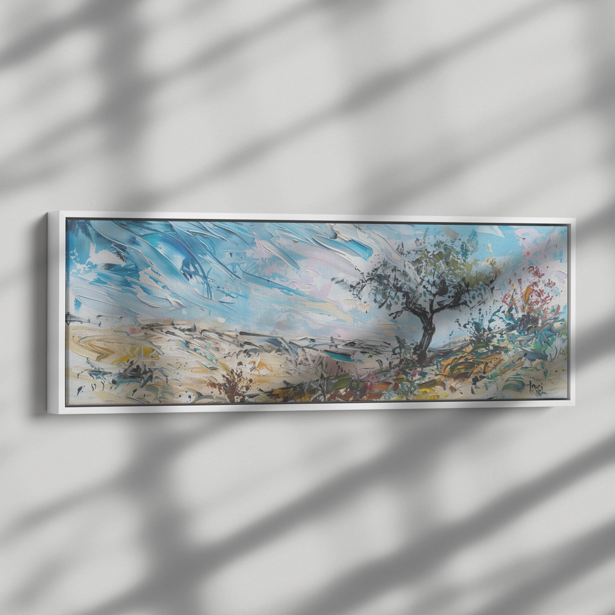 Israel Galilee Painting Panoramic Framed Canvas Ready to Hang, Israeli Art Canvas