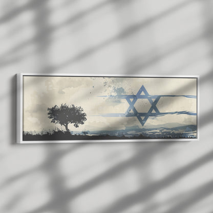 Israel Landscape Painting Panoramic Framed Canvas Ready to Hang, Israeli Art Canvas Israel Wall Art Home Decor, Judaica Painting Wall Decor