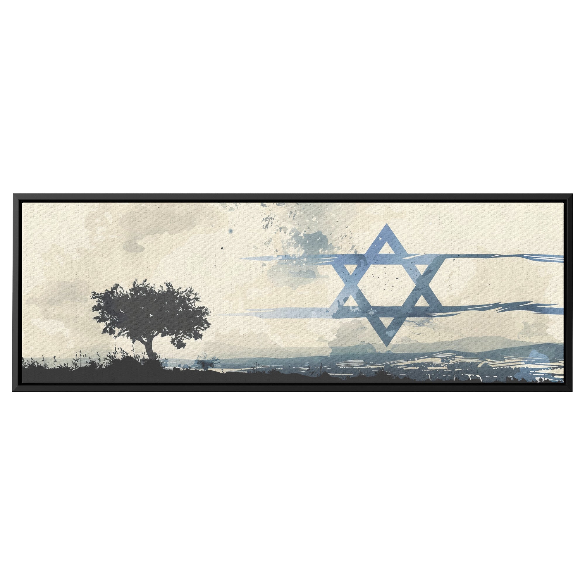 ציור נוף ישראלי בד קנבס ממוסגר פנורמי מוכן לתלייה, קנבס אמנות ישראלית אמנות קיר אמנות הבית, עיצוב קירות יודאיקה