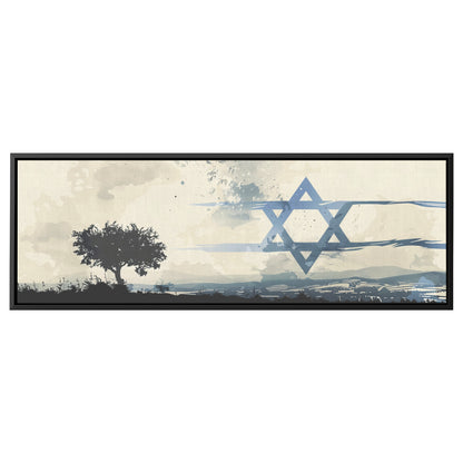 Israel Landscape Painting Panoramic Framed Canvas Ready to Hang, Israeli Art Canvas Israel Wall Art Home Decor, Judaica Painting Wall Decor