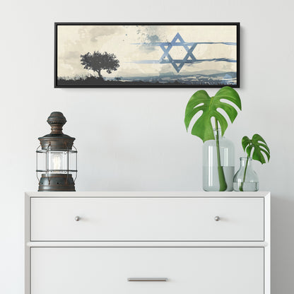 Israel Landscape Painting Panoramic Framed Canvas Ready to Hang, Israeli Art Canvas Israel Wall Art Home Decor, Judaica Painting Wall Decor