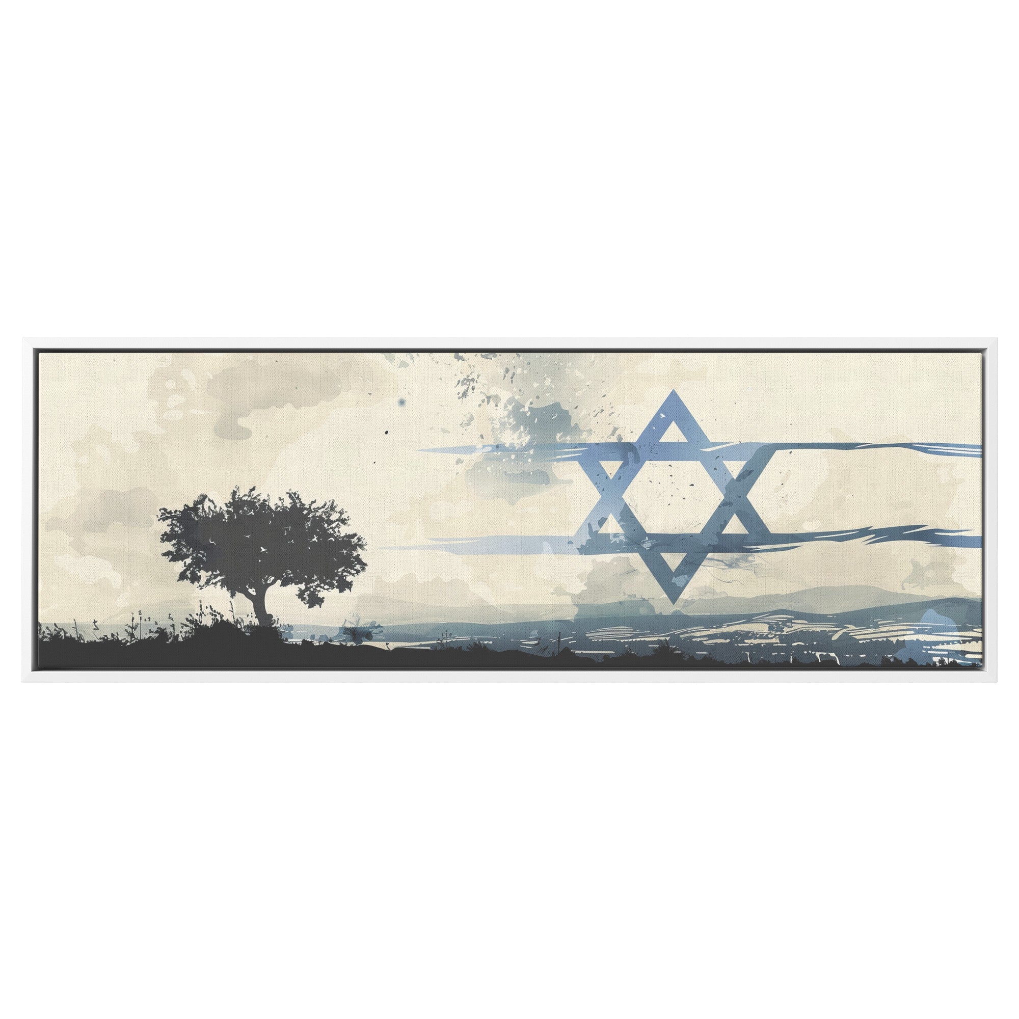 Israel Landscape Painting Panoramic Framed Canvas Ready to Hang, Israeli Art Canvas Israel Wall Art Home Decor, Judaica Painting Wall Decor