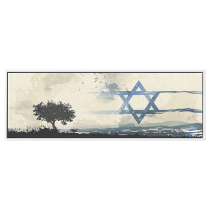 Israel Landscape Painting Panoramic Framed Canvas Ready to Hang, Israeli Art Canvas Israel Wall Art Home Decor, Judaica Painting Wall Decor