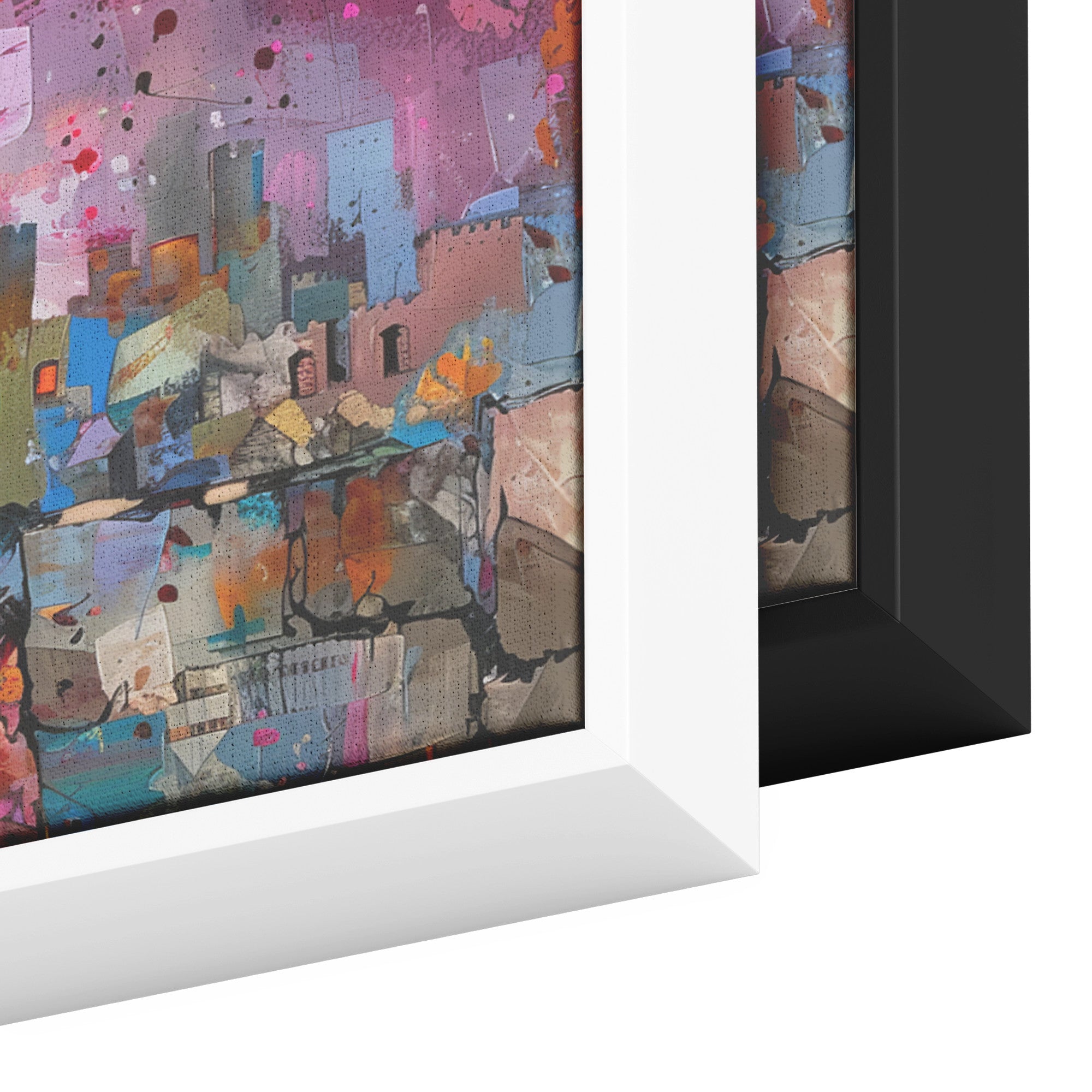 Jerusalem Painting Panoramic Framed Canvas Ready to Hang, Jerusalem Art Canvas Judaica Wall Art Home Decor Jewish Original Painting