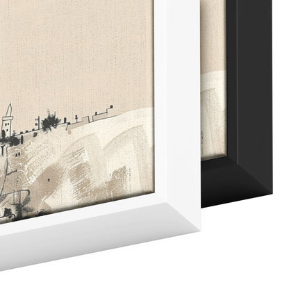 Jerusalem Painting Panoramic Framed Canvas Ready to Hang, Jerusalem Art Canvas Judaica Wall Art Home Decor, Jewish Painting Wall Decor