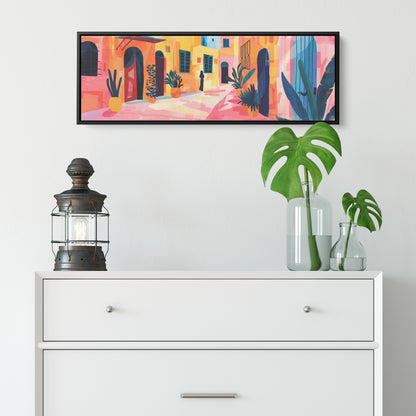 Jerusalem Painting Panoramic Framed Canvas Ready to Hang, Jerusalem Art Canvas Judaica Wall Art Home Decor, Jewish Painting Wall Decor
