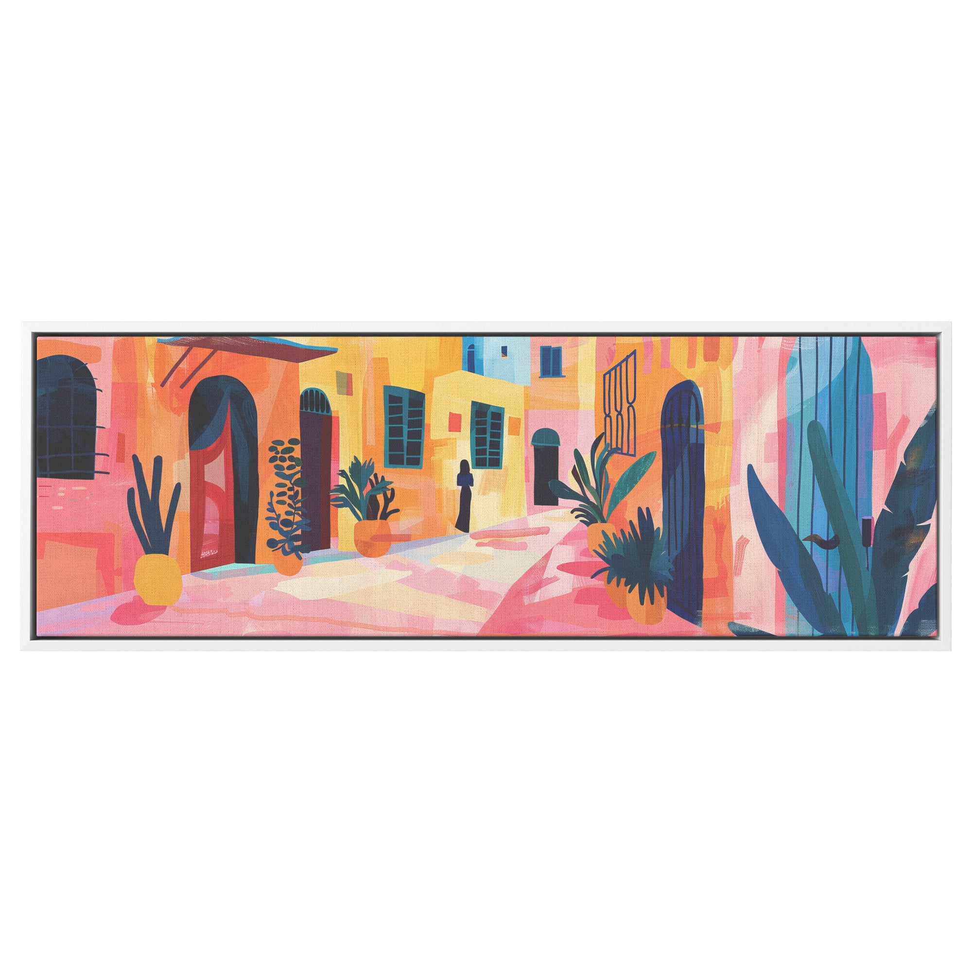 Jerusalem Painting Panoramic Framed Canvas Ready to Hang, Jerusalem Art Canvas Judaica Wall Art Home Decor, Jewish Painting Wall Decor