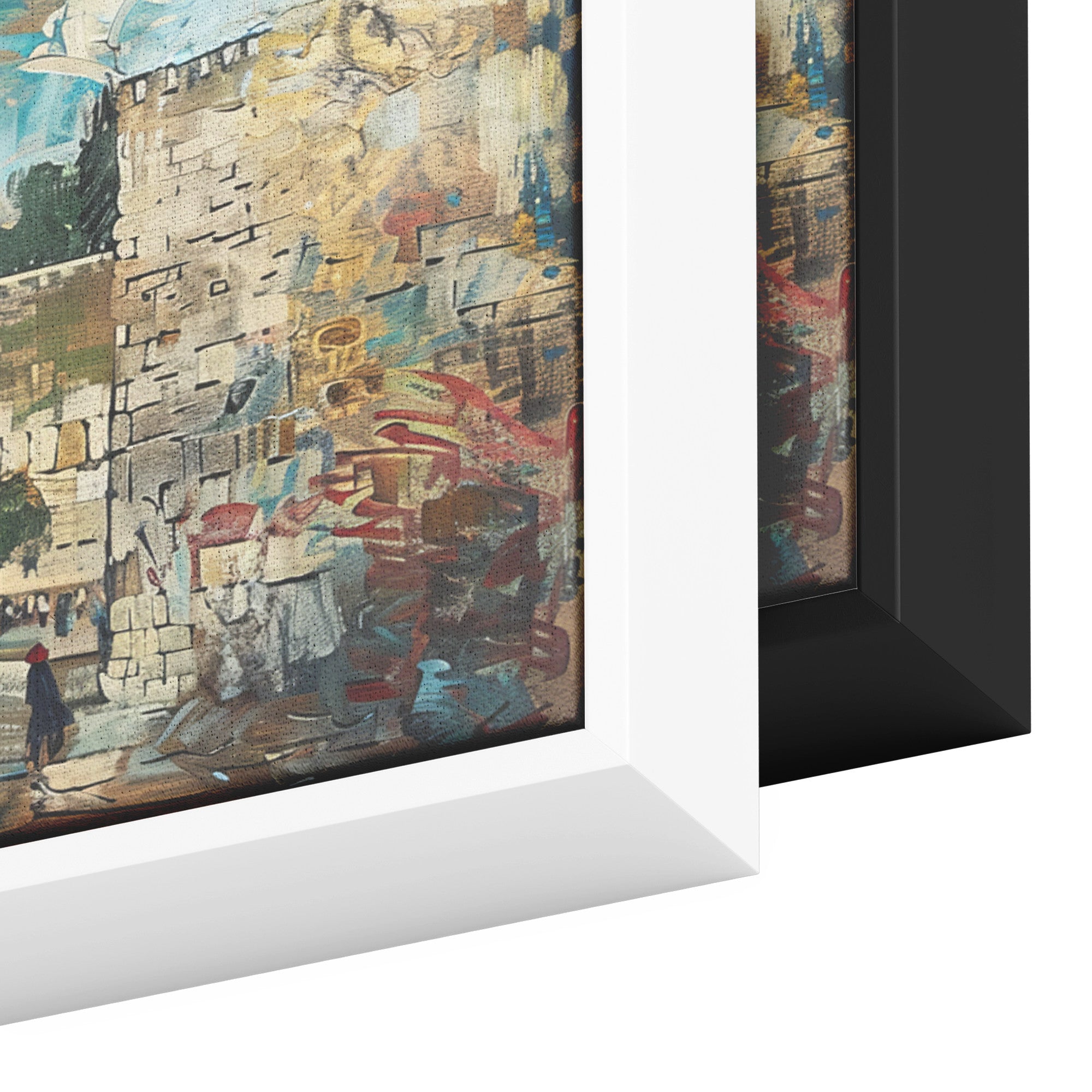 Kotel Painting Panoramic Framed Canvas Ready to Hang, Jerusalem Art Canvas Judaica Wall Art Home Decor Jewish Original Painting