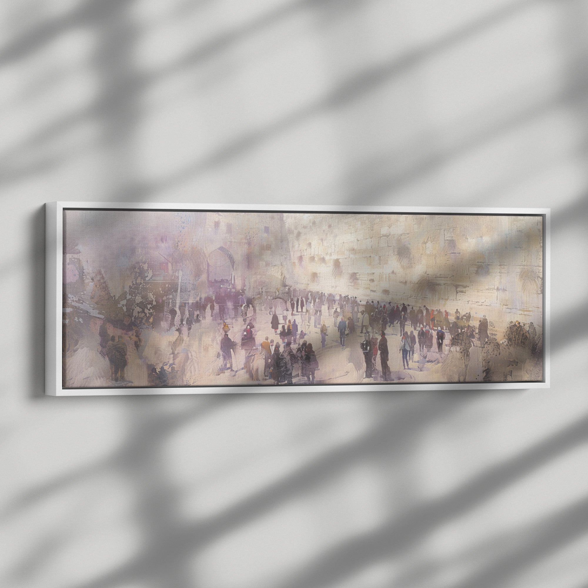 Kotel Painting Panoramic Framed Canvas Ready to Hang, Jerusalem Art Canvas Judaica Wall Art Home Decor Jewish Original Painting