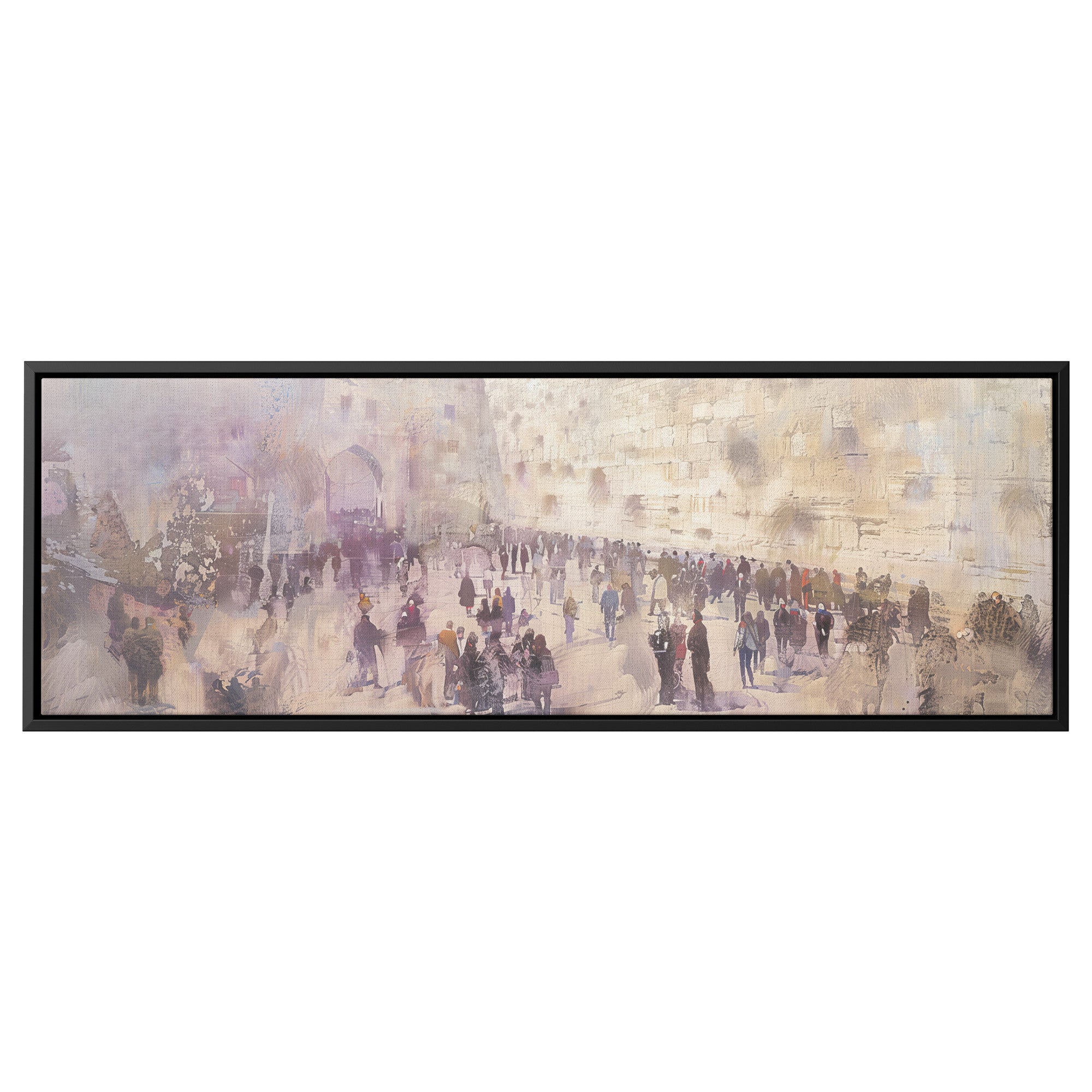 Kotel Painting Panoramic Framed Canvas Ready to Hang, Jerusalem Art Canvas Judaica Wall Art Home Decor Jewish Original Painting