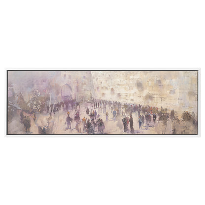 Kotel Painting Panoramic Framed Canvas Ready to Hang, Jerusalem Art Canvas Judaica Wall Art Home Decor Jewish Original Painting