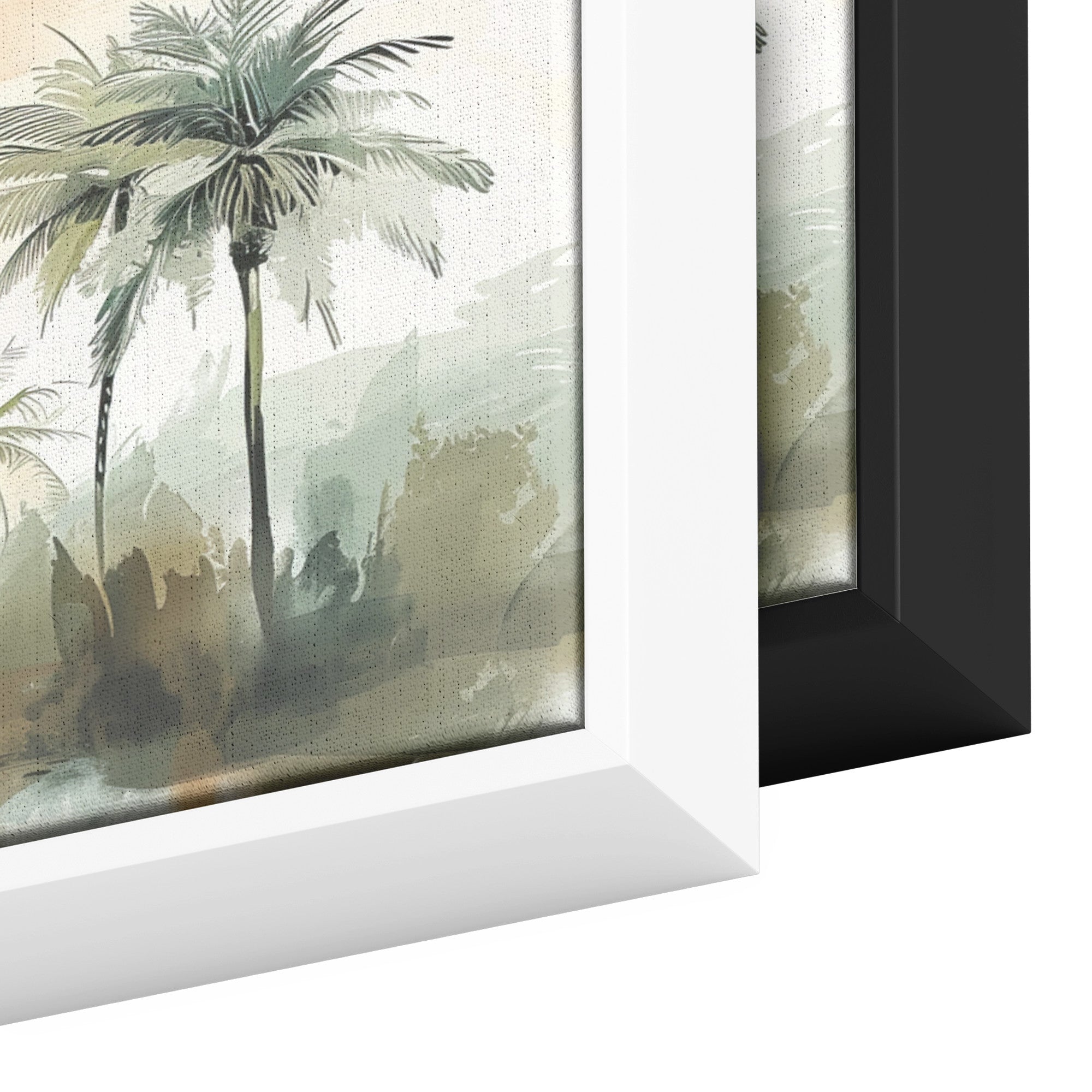 Palm Trees Painting Panoramic Framed Canvas Ready to Hang, Israeli Art Canvas Israel Wall Art Home Decor, Judaica Painting Wall Decor