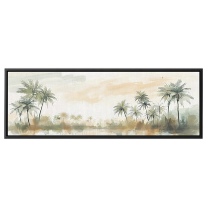 Palm Trees Painting Panoramic Framed Canvas Ready to Hang, Israeli Art Canvas Israel Wall Art Home Decor, Judaica Painting Wall Decor