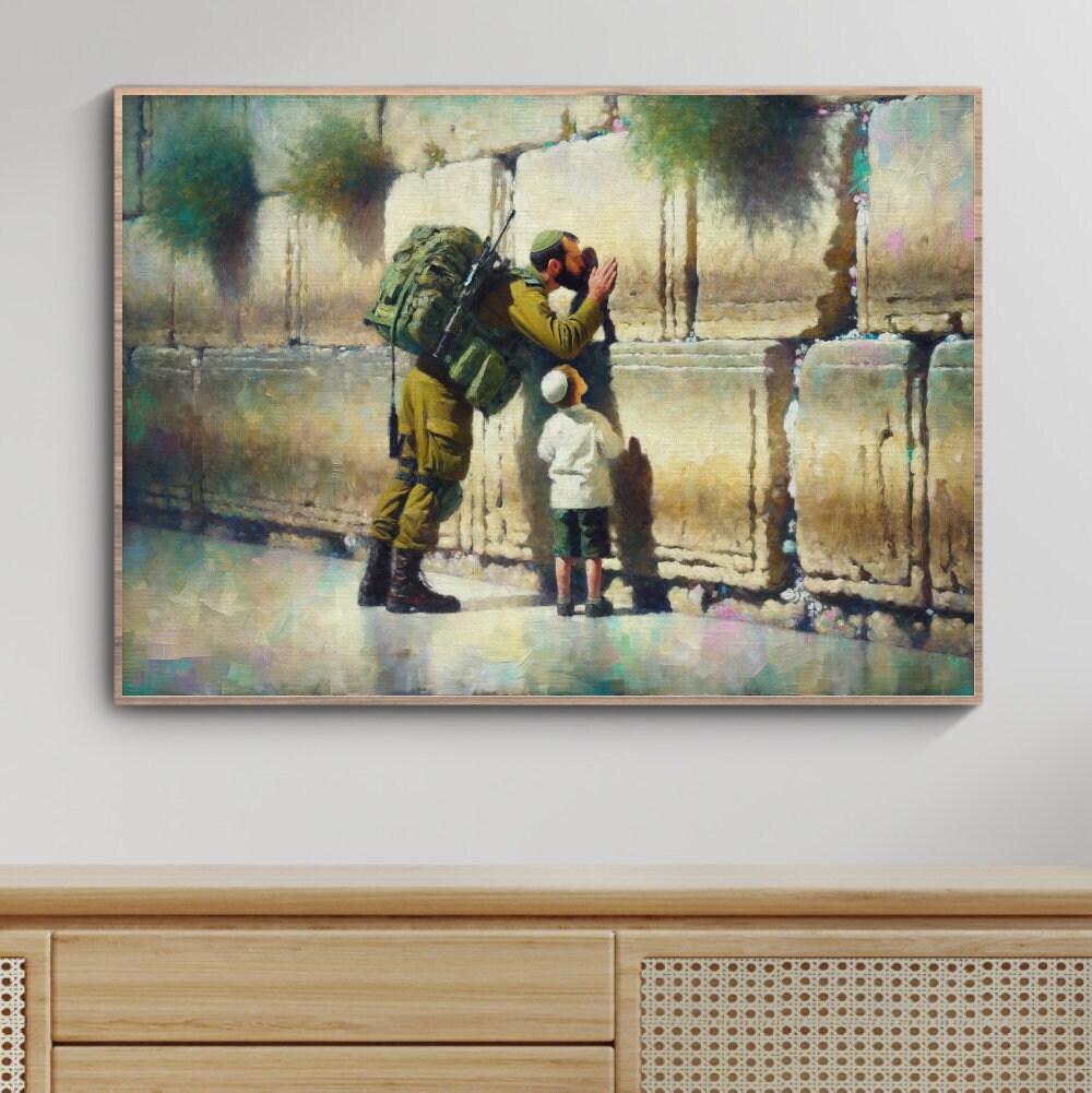 IDF Soldier With Kid At The Kotel Painting Digital Art