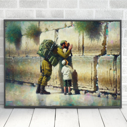 IDF Soldier With Kid At The Kotel Painting Digital Art