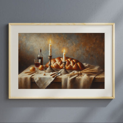 Rustic Shabbat Table Painting Digital Art