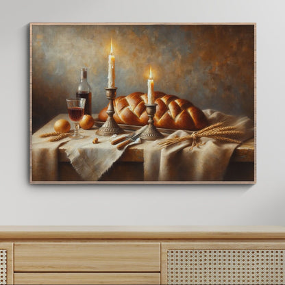 Rustic Shabbat Table Painting Digital Art