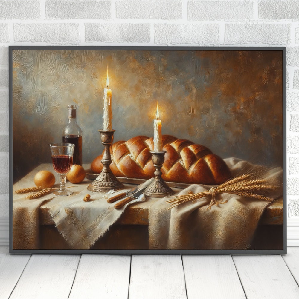 Rustic Shabbat Table Painting Digital Art