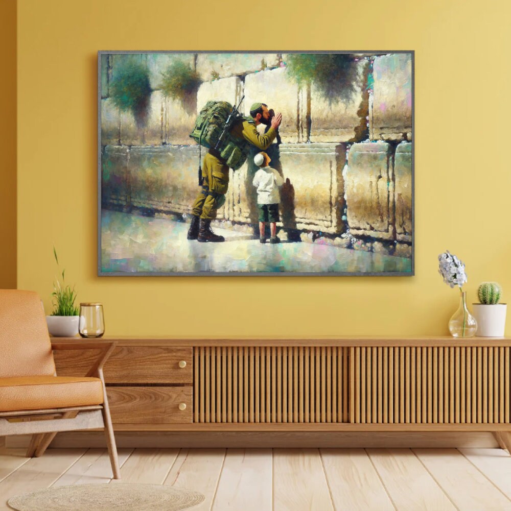 IDF Soldier With Kid At The Kotel Painting Digital Art