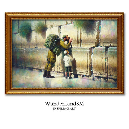 IDF Soldier With Kid At The Kotel Painting Digital Art