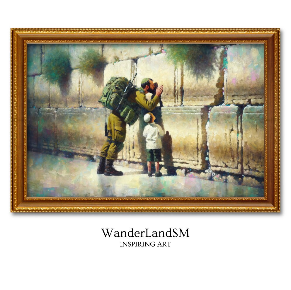 IDF Soldier With Kid At The Kotel Painting Digital Art