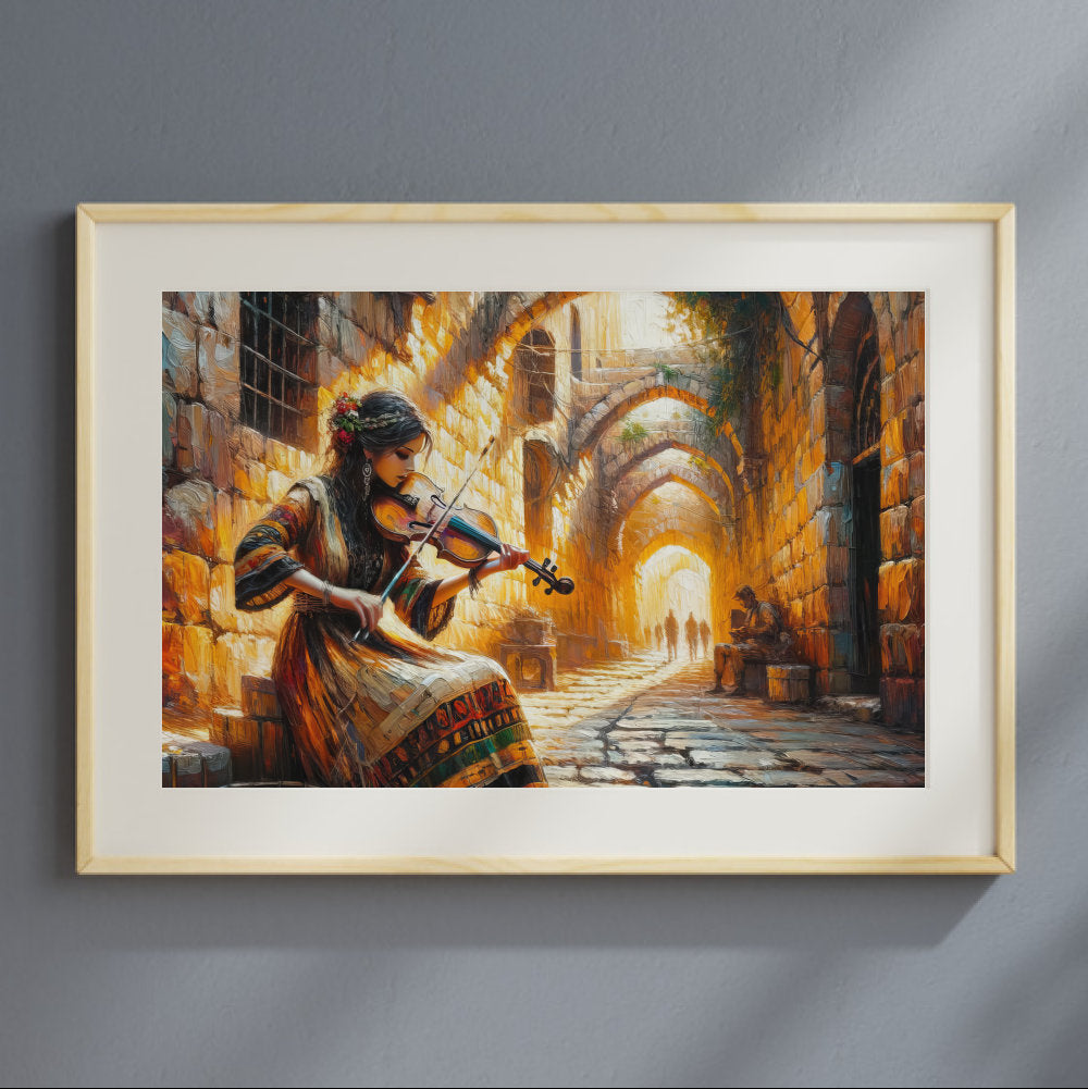 Old City Violinist Painting Digital Art