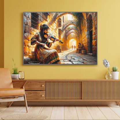 Old City Violinist Painting Digital Art