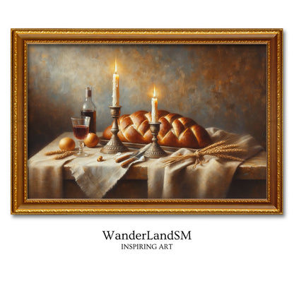 Rustic Shabbat Table Painting Digital Art