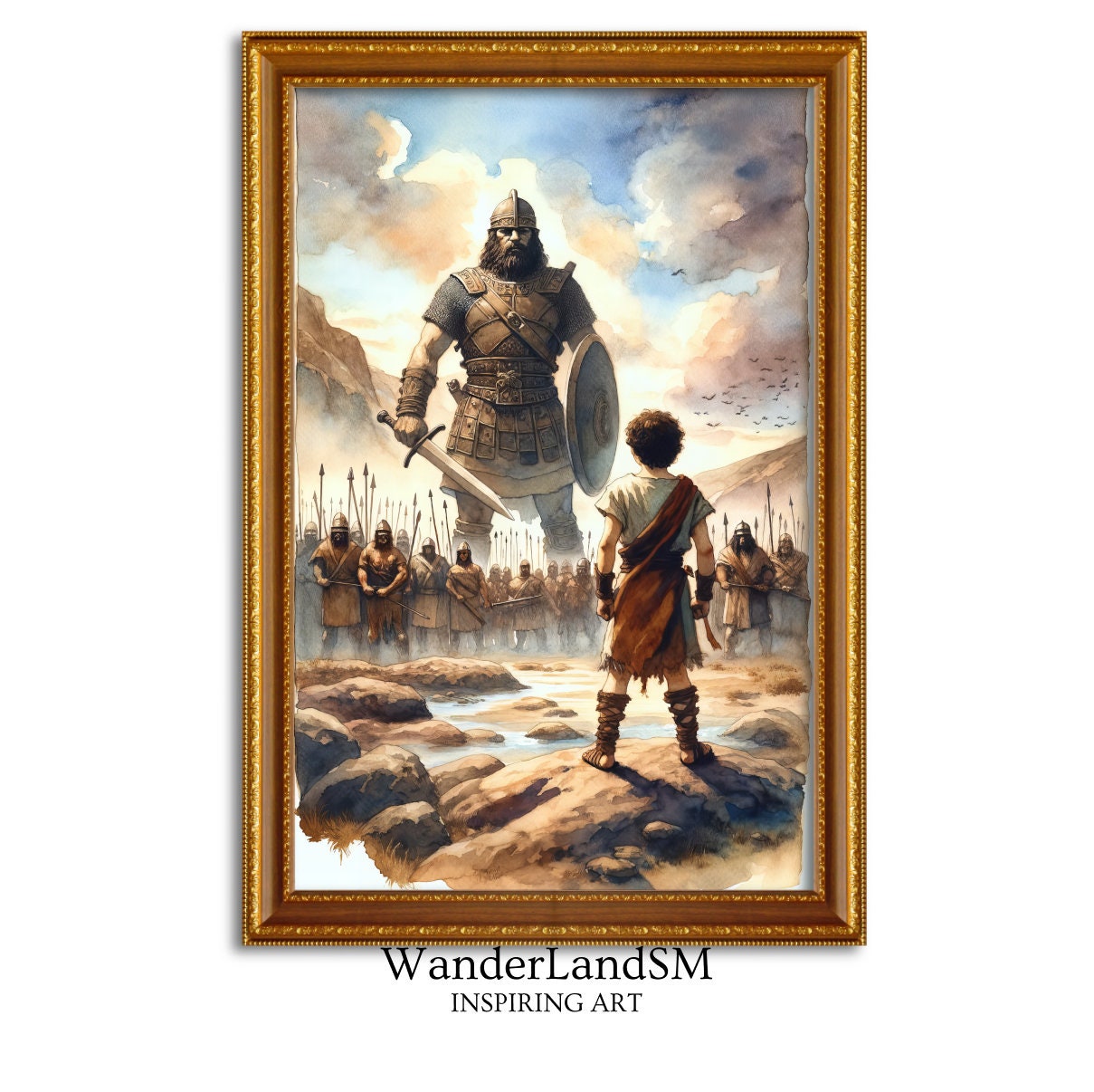 David And Goliath Painting Digital Art