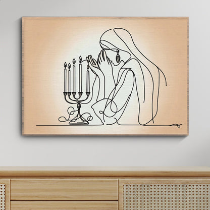 Lighting Shabbat Candles Line Painting Digital Art