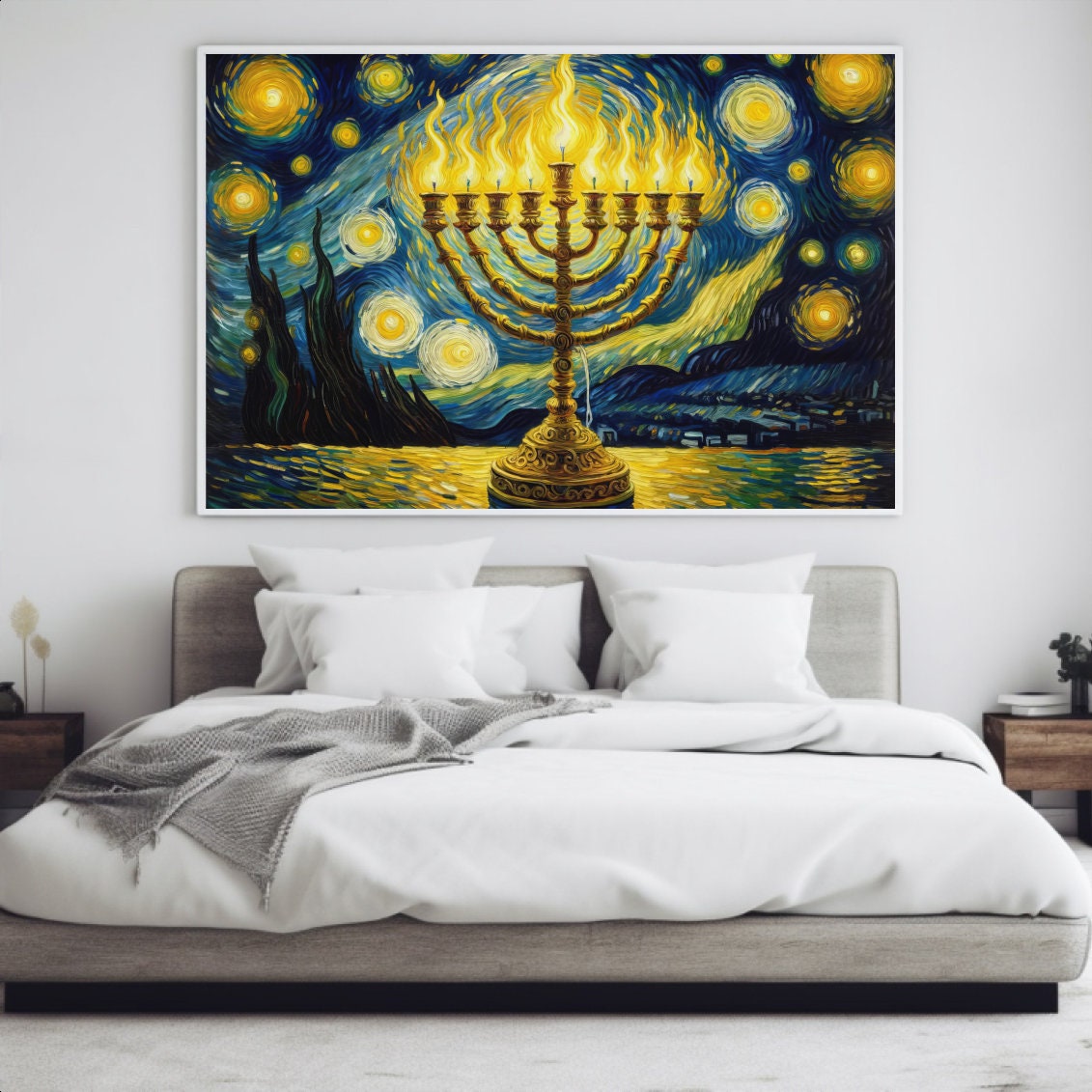 Menorah In Van Gogh Style Painting Digital Art