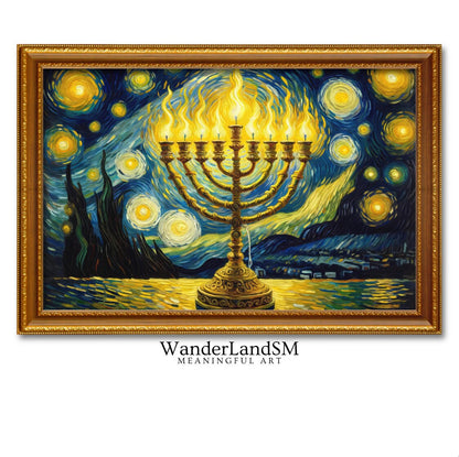 Menorah In Van Gogh Style Painting Digital Art