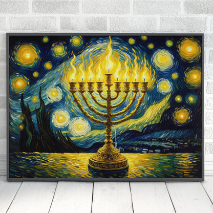 Menorah In Van Gogh Style Painting Digital Art