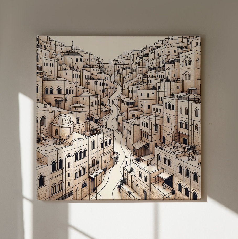 Geometric Jerusalem Line Painting Digital Art