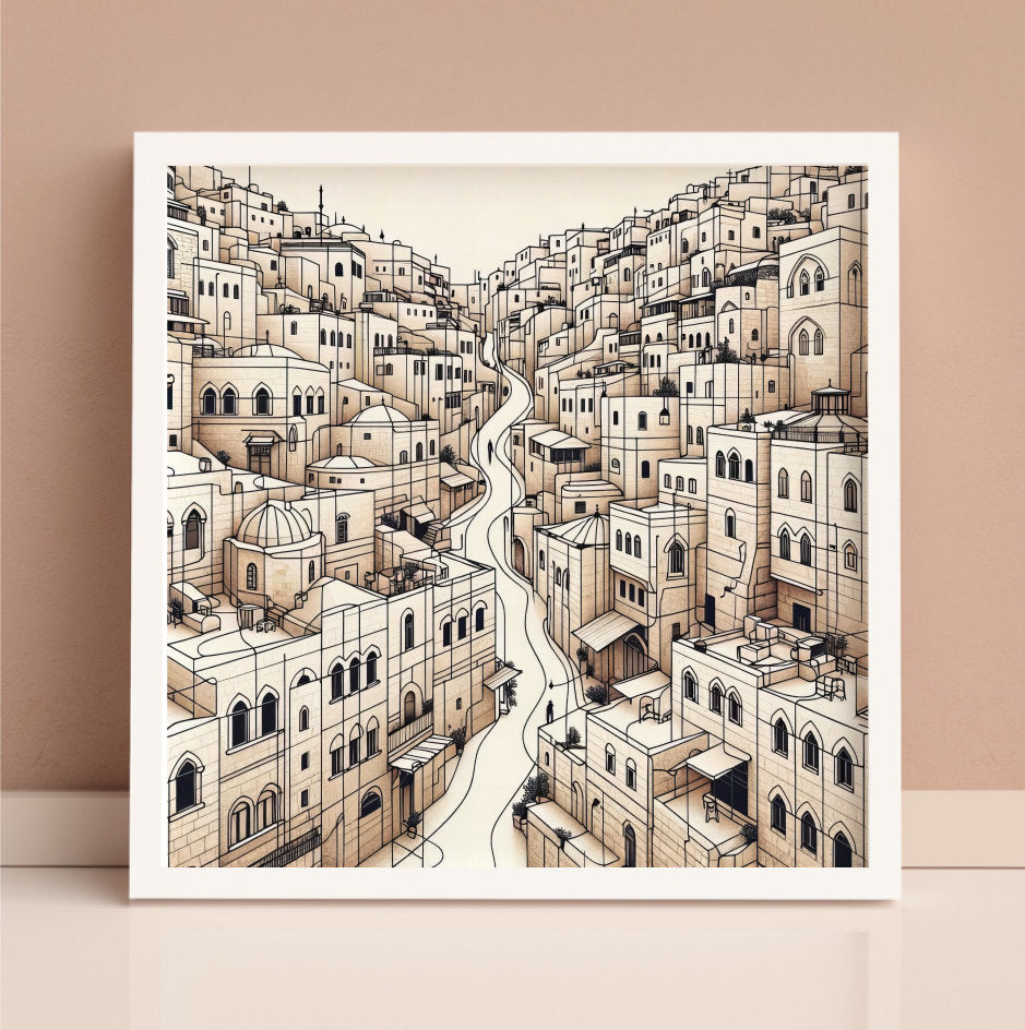 Geometric Jerusalem Line Painting Digital Art